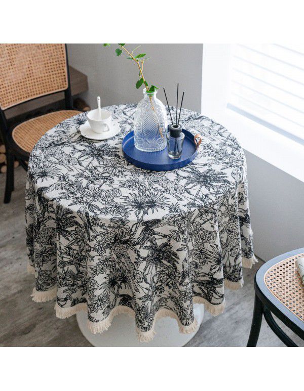 Yimanqiyun American tablecloth jacquard sunflower tablecloth round thick tablecloth directly supplied by the factory