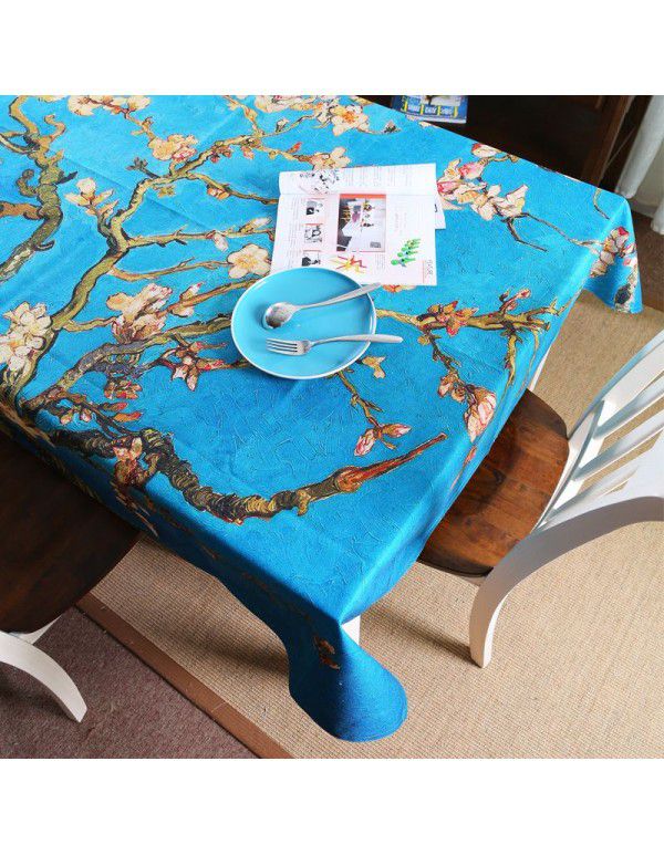 Foreign trade direct supply wholesale Van Gogh digital printing cotton linen tablecloth cloth table cloth tea table rectangular cover cloth