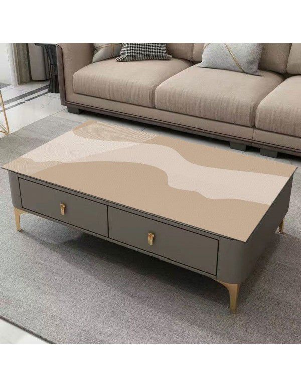 Tea table table cloth PVC waterproof, oil proof, wash free, hot proof TV cabinet rectangular soft glass table tea table mat