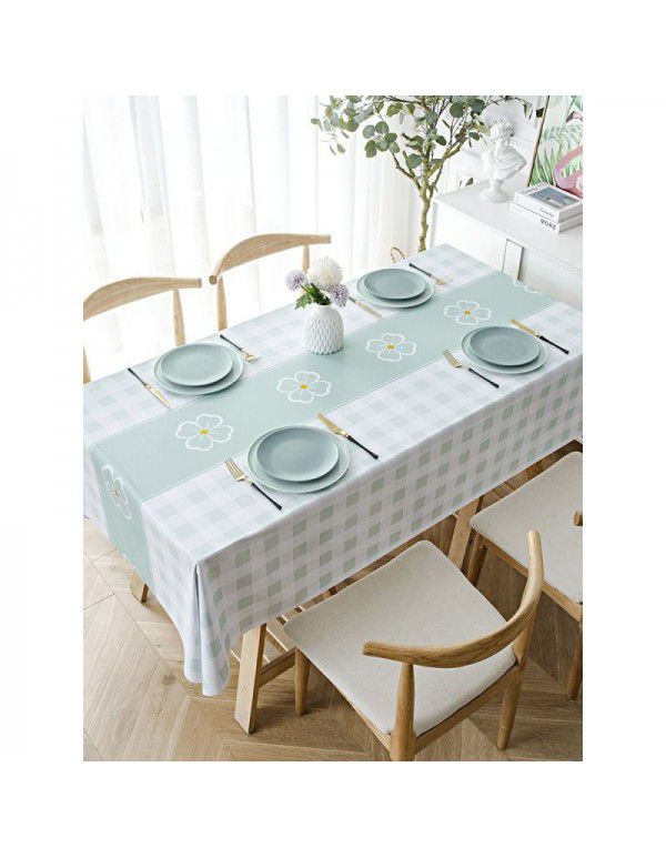 Tea table table cloth waterproof, scald proof, oil proof, wash free rectangular table mat ins wind light luxury plastic table cloth substitute