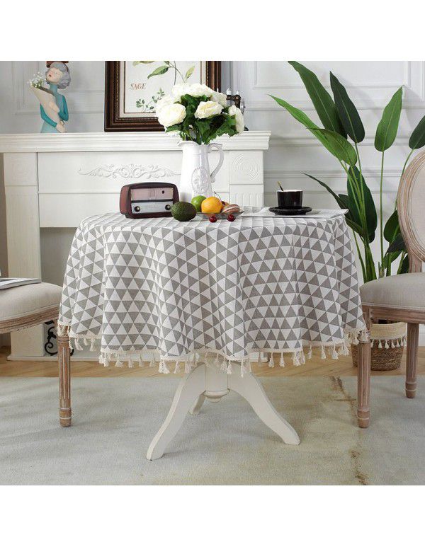 Cloth Papa New Chinese Vintage Blue and White Porcelain Cotton Linen ins Rectangular Table Table Cloth Tassel Table Cushion Tea Table Table Cloth