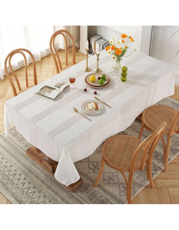 French style garden lace tablecloth, all cotton hollow out photo, white embroidered tea table table cloth, one tablecloth for distribution