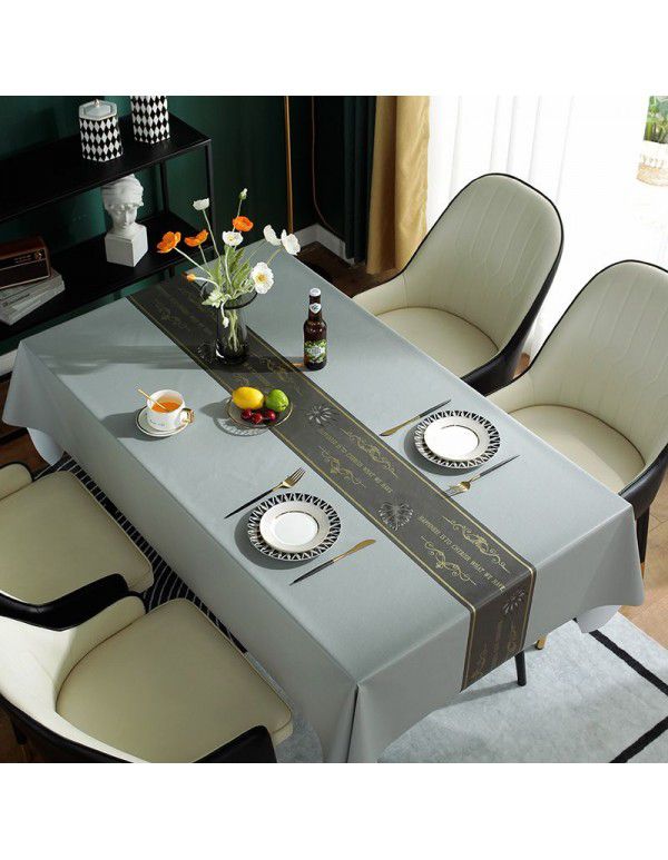 Tablecloth waterproof, oil proof and wash free cloth art desk Nordic rectangular table cloth PVC tea table mat table cloth 