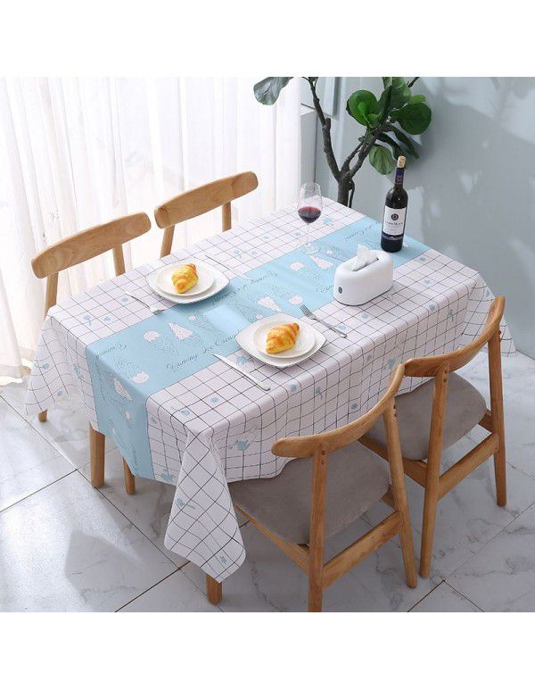 Nordic style tablecloth, waterproof, oil proof, wash free, pvc net, red tablecloth, desk, student's tea table, table mat, cloth art, writing