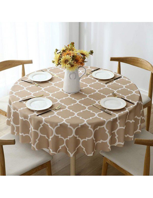 Cross border Moroccan pearl shaped round table cloth, waterproof, oil draining, hot resistant polyester digital printing, modern simple tablecloth