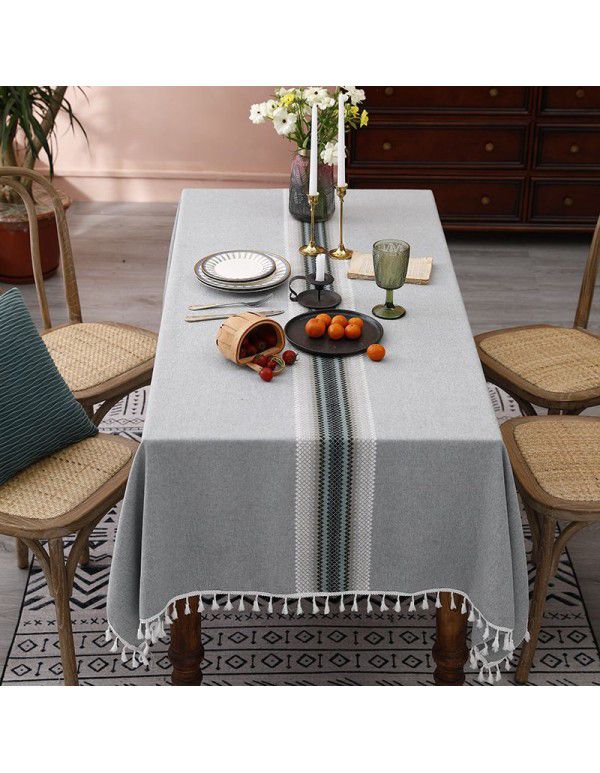 Cross border manufacturers' new tablecloths, dining tables, polyester imitation cotton, linen, jacquard cloth, table mats, tea table cloth, spot wholesale