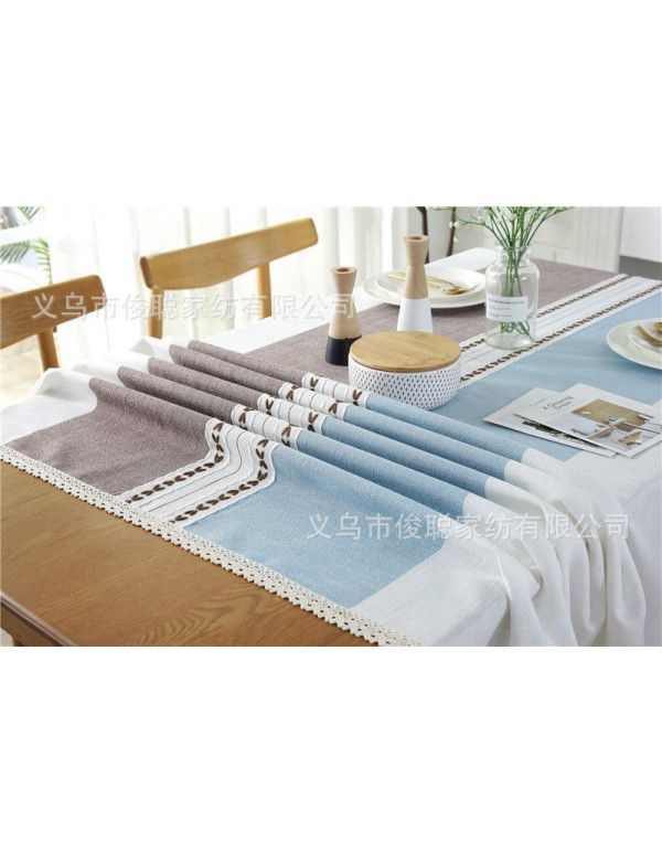 INS Nordic waterproof jacquard imitation cotton and linen embroidered tassel tablecloth lace geometric rectangular table tea table tablecloth