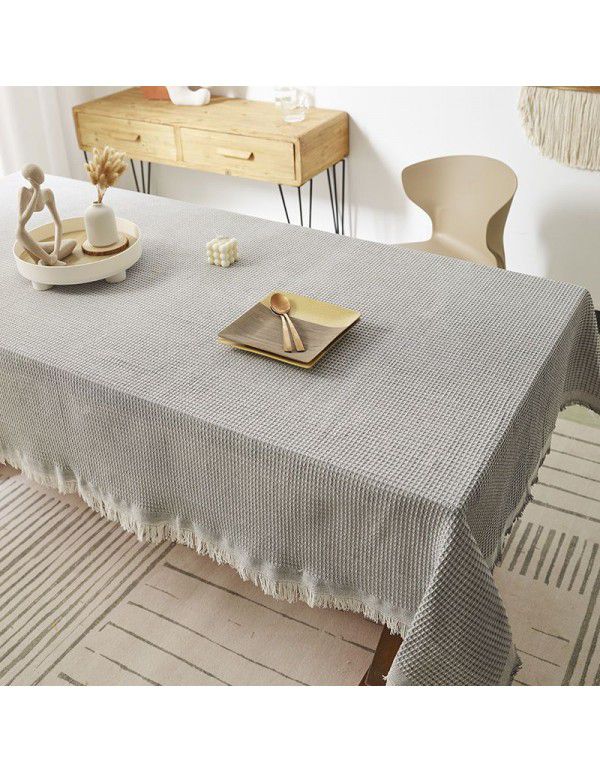 Japanese style quiet wind milk tea color tablecloth ins wind thickened cotton and linen cloth art advanced sense light luxury table square tablecloth