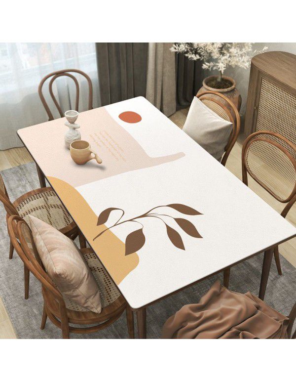 Simple style leather tablecloth waterproof, oil proof, wash free rectangular hot tea table mat PU leather tablecloth table mat