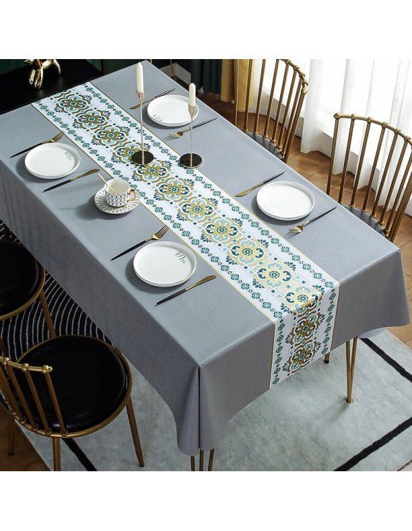 Table cloth waterproof, oil proof, wash free and hot resistant household table cloth rectangular tea table cloth Nordic simple table cloth