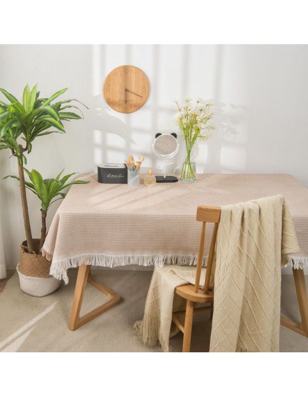 Photographic tablecloth ins wind light luxury high sense lace white cotton linen desk cloth rectangular tea table round table mat