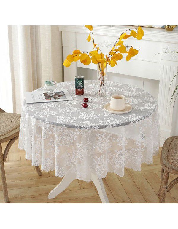 Lace tablecloth round small round table cloth Nordic vintage white ins style tablecloth net red dessert table cover