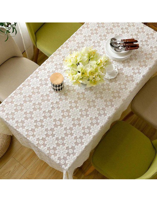 White tea table table cloth Lace table cloth Rectangular table cloth European style small fresh table cloth household cover cloth factory