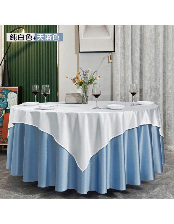 Hotel Round Table Table Cloth Hotel Round Table Restaurant Round Table Cloth Solid Color Banquet New Chinese Fabric Art