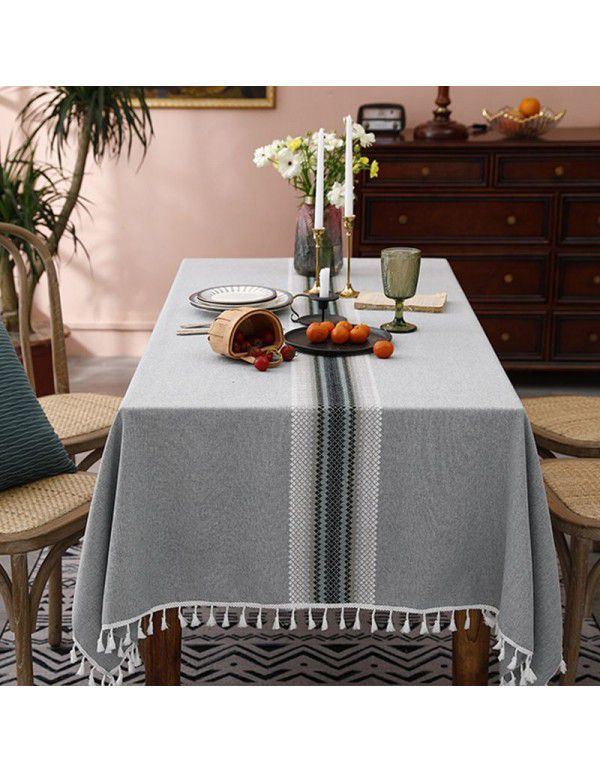 Cross border manufacturers' new tablecloths, dining tables, polyester imitation cotton, linen, jacquard cloth, table mats, tea table cloth, spot wholesale