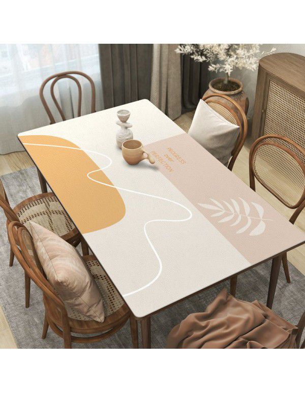 Simple style leather tablecloth waterproof, oil proof, wash free rectangular hot tea table mat PU leather tablecloth table mat