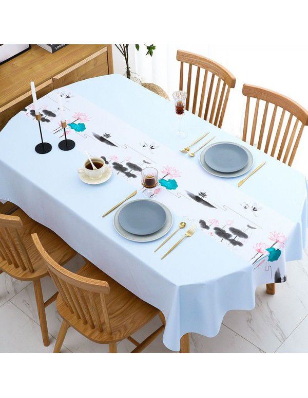 Chinese table cloth waterproof, oil proof, wash free, hot resistant pvc table cloth rectangular oval table mat ins