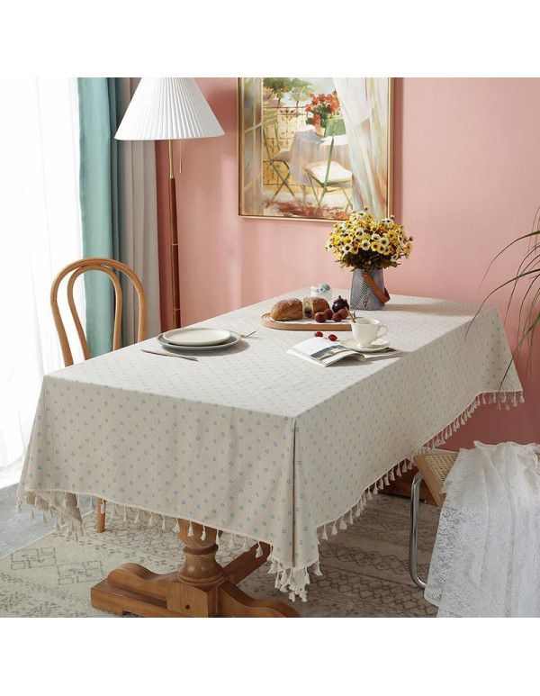 Cloth Dad Table Cloth Pastoral Cotton Linen Daisy Printing Rectangular Table Cloth Tea Table Cover Cloth Tassel Table Cloth Factory