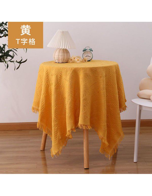 Nordic ins style white tablecloth French tea table mattress bedside desk picnic cloth dustproof sofa towel full cover wholesale