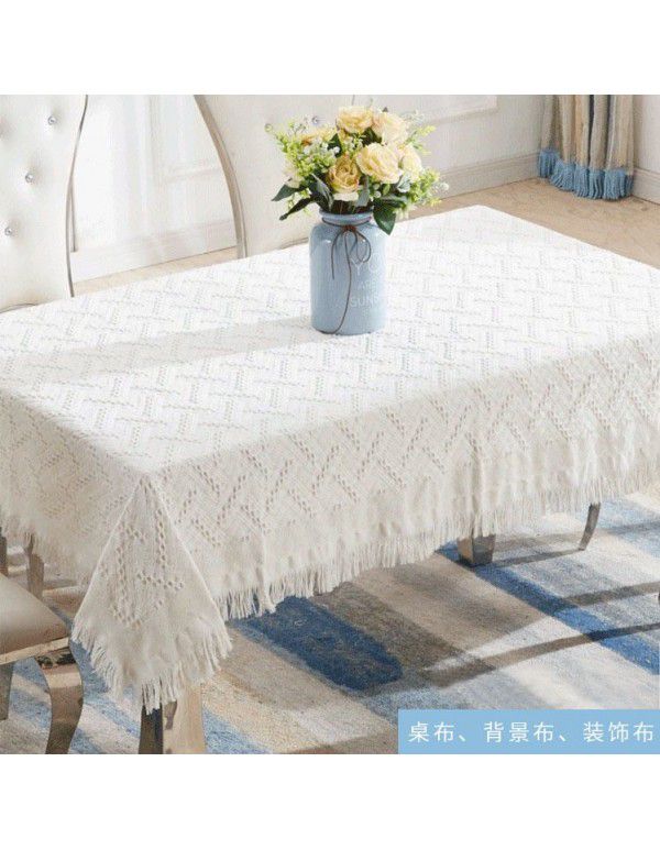 Nordic tea table mat table cloth INS wind white bedside table cloth cover rectangular table table cloth dust cover cloth table mat