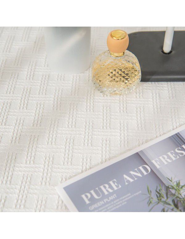 Photographic tablecloth ins wind light luxury high sense lace white cotton linen desk cloth rectangular tea table round table mat