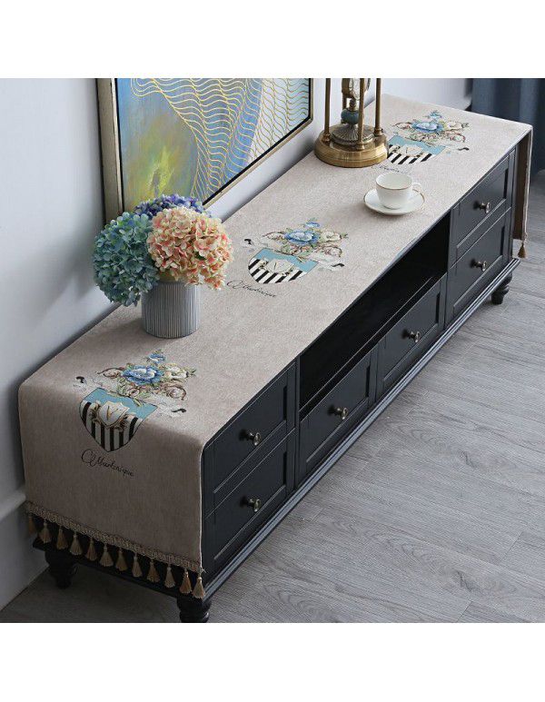 European style TV cabinet cover cloth, table cloth, rectangular tea table, living room, dust-proof cover, table cloth, table mat, shoe cabinet cloth