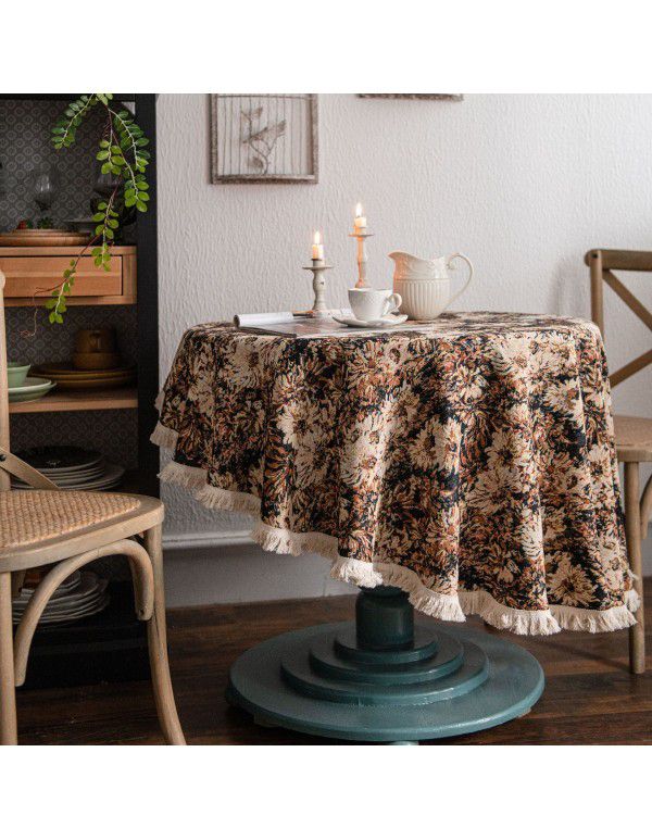 Yimanqiyun American tablecloth jacquard sunflower tablecloth round thick tablecloth directly supplied by the factory