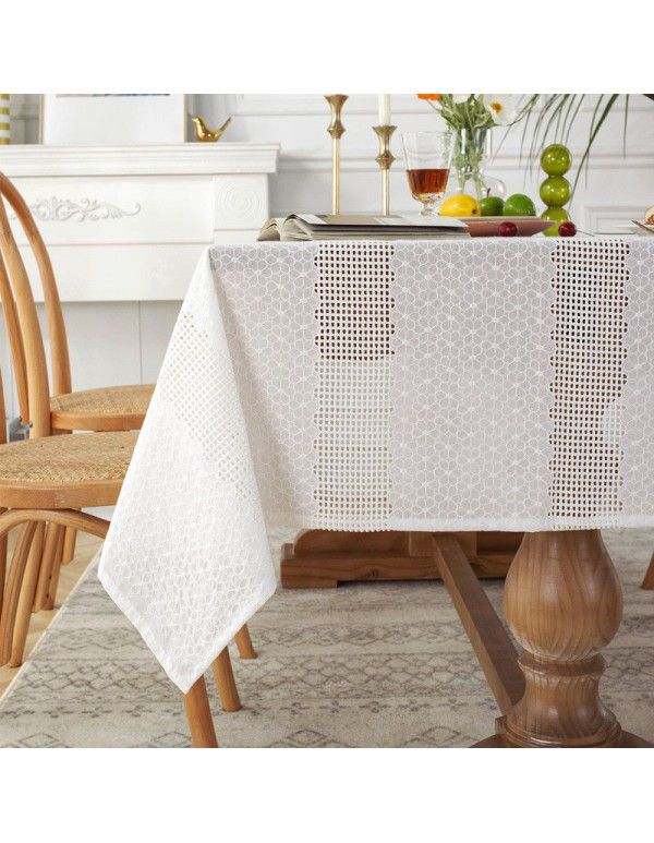 French style garden lace tablecloth, all cotton hollow out photo, white embroidered tea table table cloth, one tablecloth for distribution