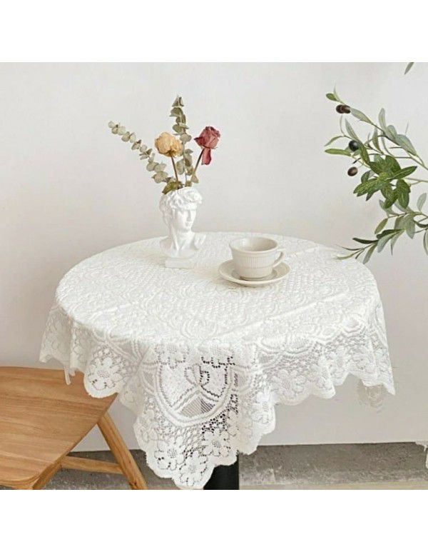 Vintage lace hollowed out tablecloth ins French simple romantic tea table round table cover rectangular tablecloth