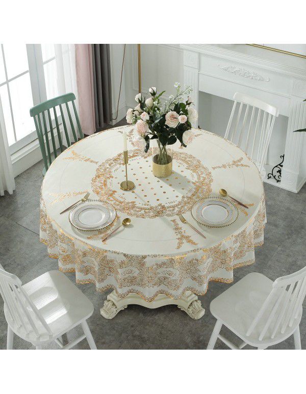 Cross border e-commerce gray big grid tassel imitation cotton linen tablecloth round household