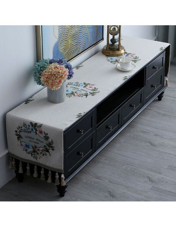 European style TV cabinet cover cloth, table cloth, rectangular tea table, living room, dust-proof cover, table cloth, table mat, shoe cabinet cloth