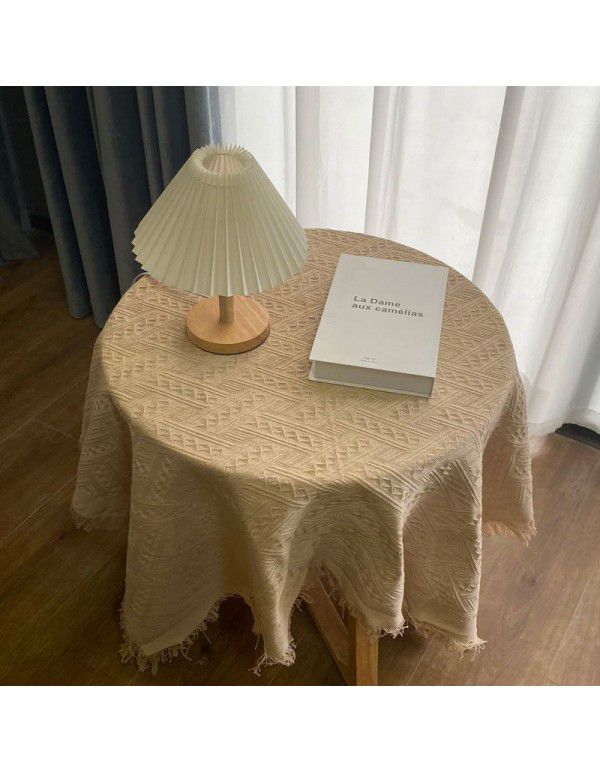 Ins Wind Khaki Knitted Table Cloth, Sofa Cover, Blanket, Sofa Cover, TV Cabinet Cover, Picnic Cloth, French Cover