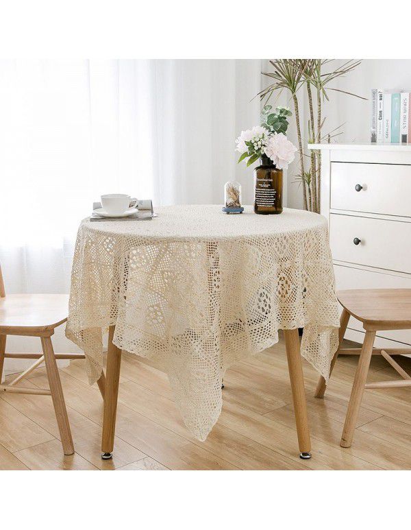 Lace beige lace tablecloth rectangular tea table hollowed out European cover tablecloth net red photo table decorative cloth