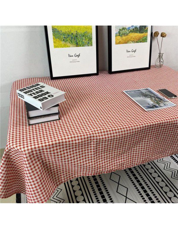 Korean retro blue floral tablecloth ins style rose picnicking cloth background cloth cotton linen tea table cloth