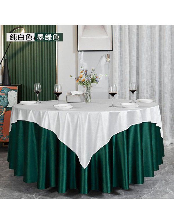 Hotel Round Table Table Cloth Hotel Round Table Restaurant Round Table Cloth Solid Color Banquet New Chinese Fabric Art