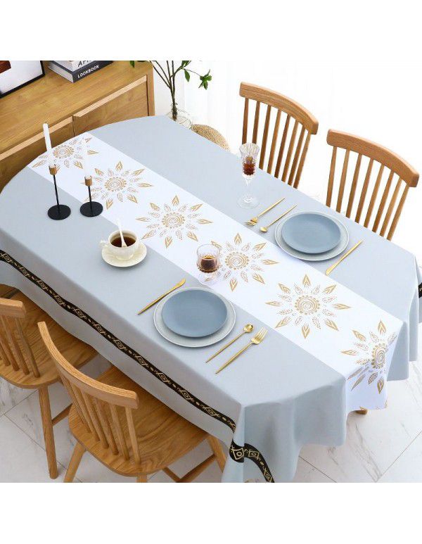 Chinese table cloth waterproof, oil proof, wash free, hot resistant pvc table cloth rectangular oval table mat ins