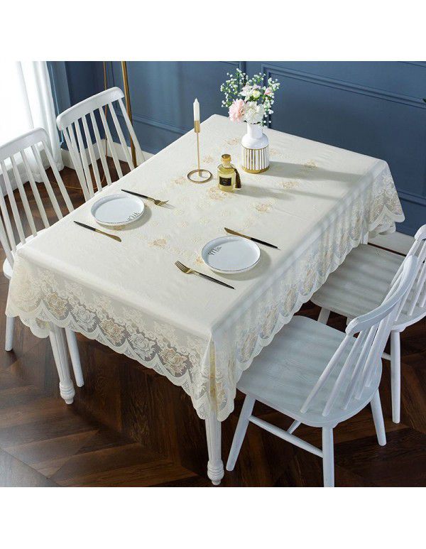 Plastic tablecloth waterproof, antifouling, oil proof, wash free tablecloth PVC table mat European rectangular tea table net red tablecloth