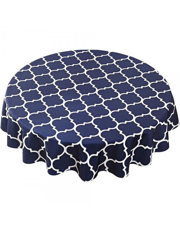 Cross border Moroccan pearl shaped round table cloth, waterproof, oil draining, hot resistant polyester digital printing, modern simple tablecloth