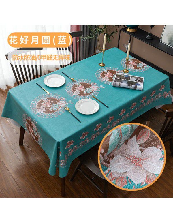 Home Nordic tablecloth waterproof, oil proof, scald proof, wash free table mat, tea table cloth ins style pvc tablecloth spot wholesale