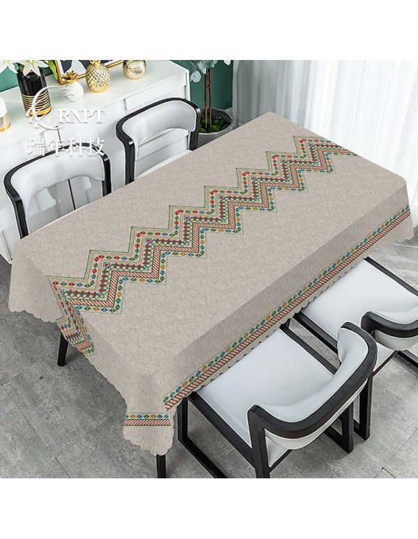 Simple and retro Chinese style national style tablecloth waterproof and oil proof PVC plastic tablecloth rectangular tea table tablecloth