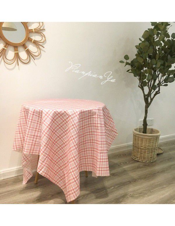 Korean vintage ins simple plaid tablecloth student desk cloth picnic cloth girl heart background cloth photo props