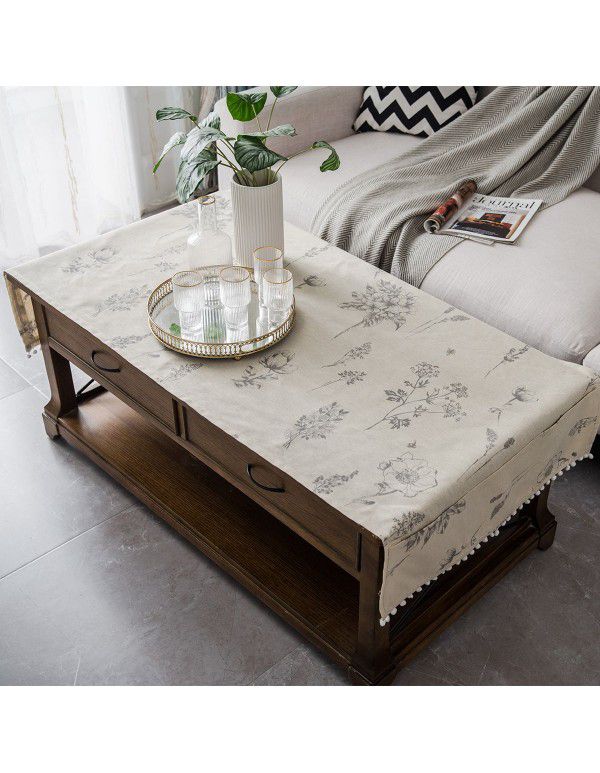 Now simple INS tea table cloth table cloth cotton linen living room TV cabinet cover cloth multi-purpose cover pocket design