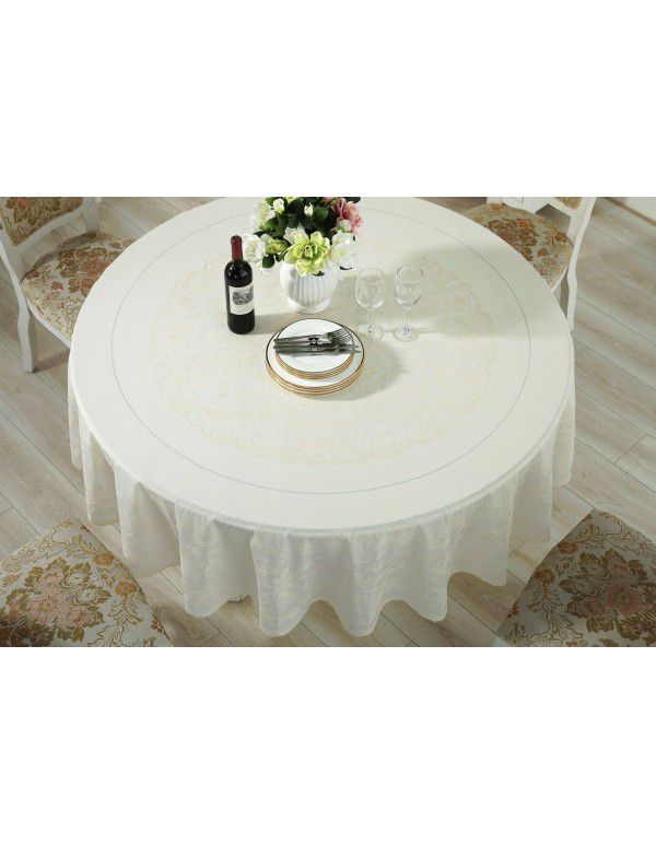 Cross border e-commerce gray big grid tassel imitation cotton linen tablecloth round household