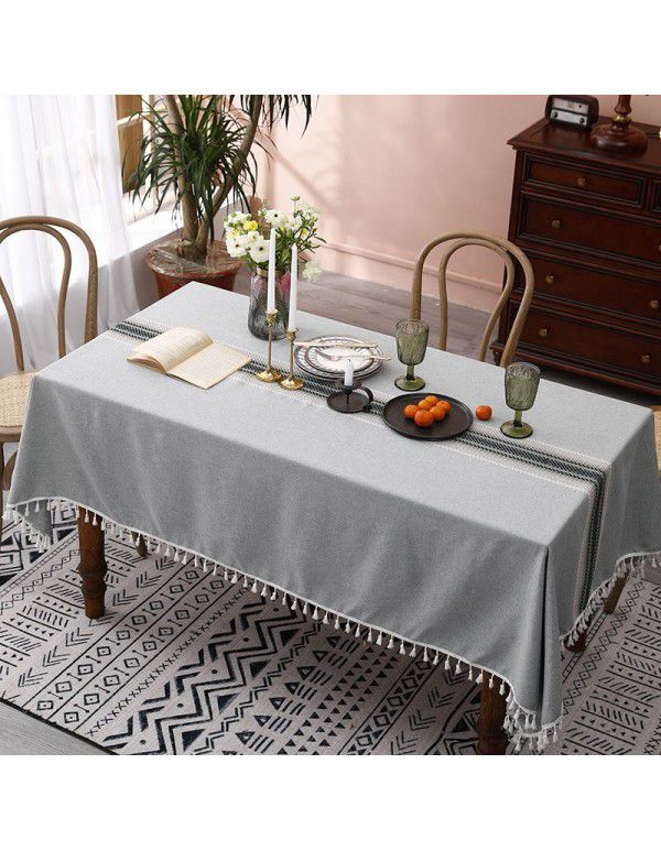 Cross border manufacturers' new tablecloths, dining tables, polyester imitation cotton, linen, jacquard cloth, table mats, tea table cloth, spot wholesale