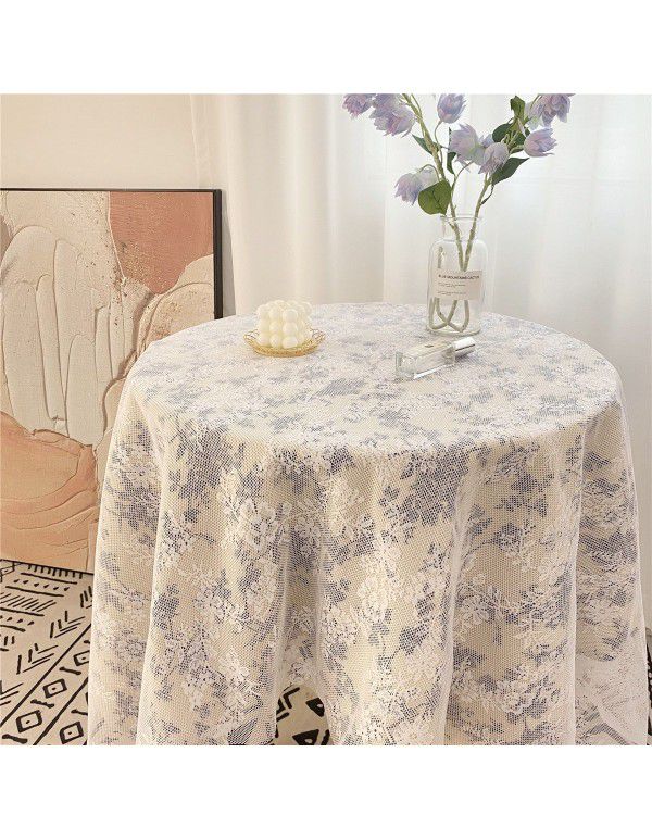 Ins Vintage Mesh Hollow out White Lace Table Cloth Portable Picnic Cloth Cover Cloth Picture Background Cloth Pastoral