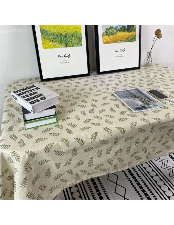 Korean retro blue floral tablecloth ins style rose picnicking cloth background cloth cotton linen tea table cloth