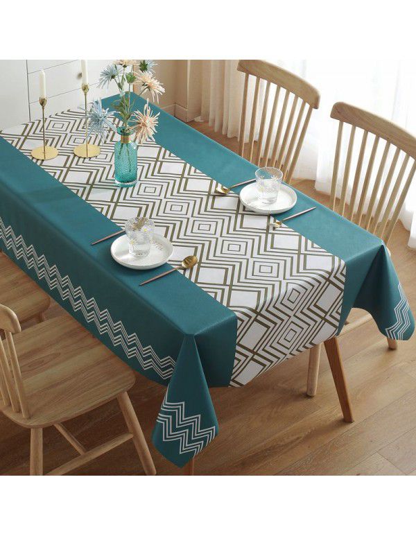 Table cloth waterproof, oil proof, wash free and hot resistant household table cloth rectangular tea table cloth Nordic simple table cloth