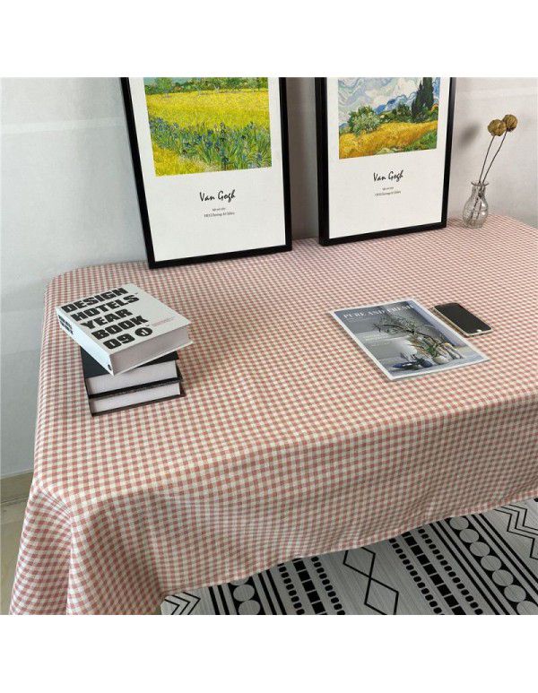 Korean retro blue floral tablecloth ins style rose picnicking cloth background cloth cotton linen tea table cloth