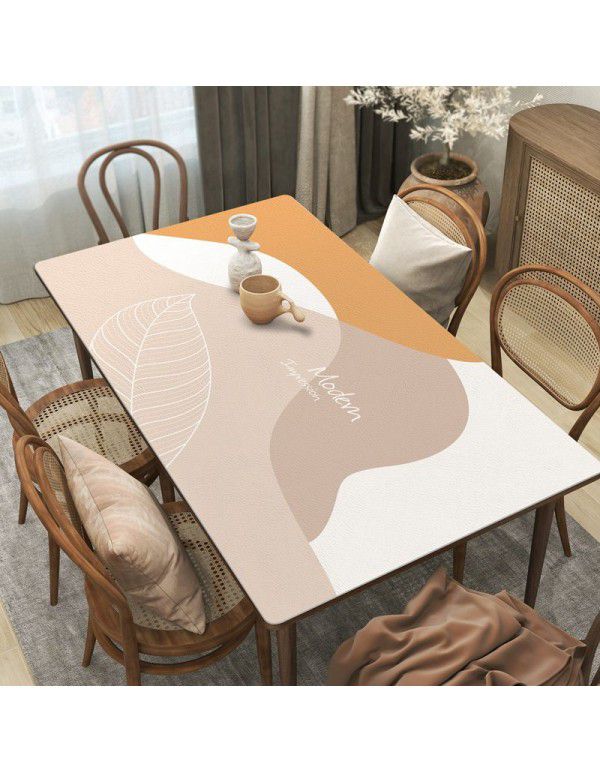 Simple style leather tablecloth waterproof, oil proof, wash free rectangular hot tea table mat PU leather tablecloth table mat