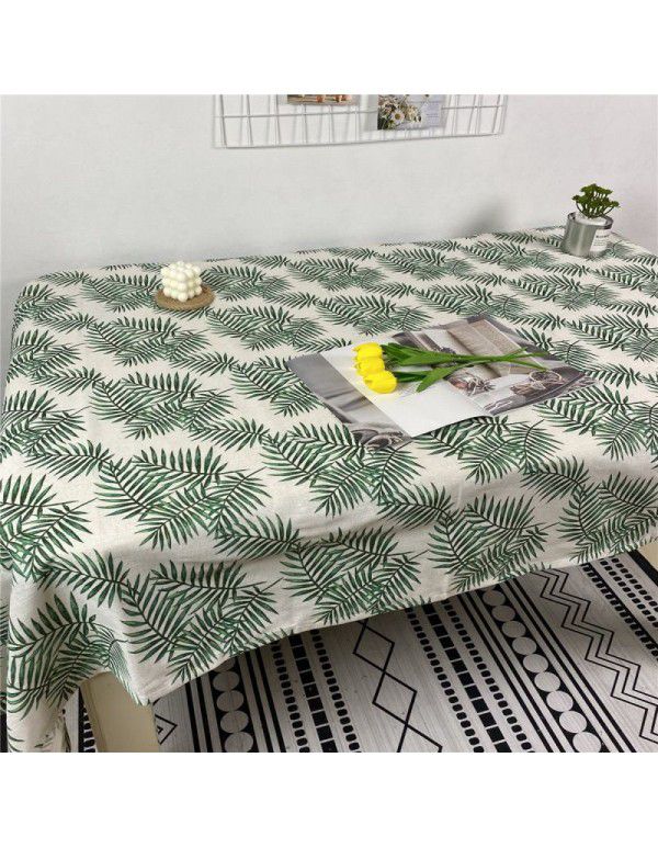 Korean retro blue floral tablecloth ins style rose picnicking cloth background cloth cotton linen tea table cloth